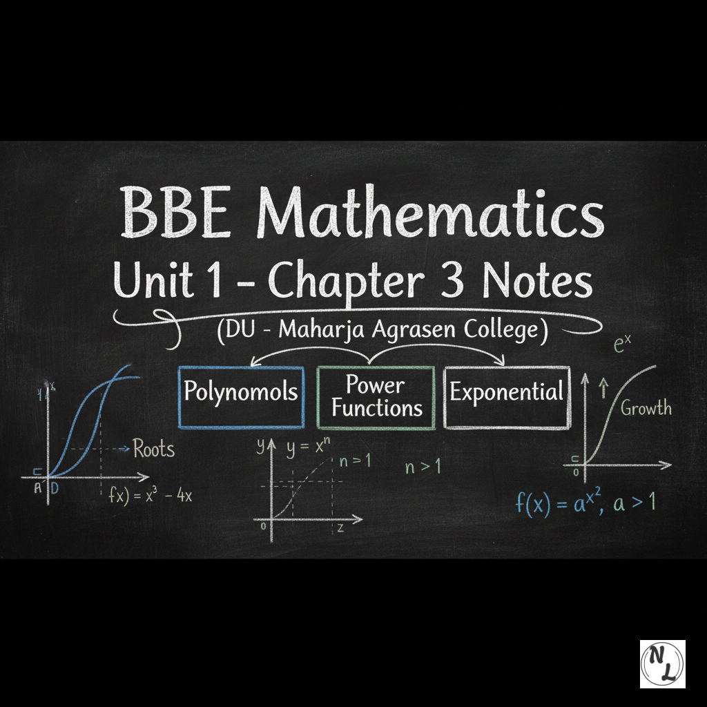 BBE Mathematics Unit 1 - Chapter 3 Notes (DU - Maharaja Agrasen College): Polynomials, Power & Exponential Functions note thumbnail