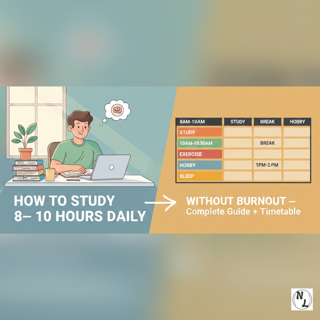 How to Study 8-10 Hours Daily Without Burnout - Study Plan & Timetable