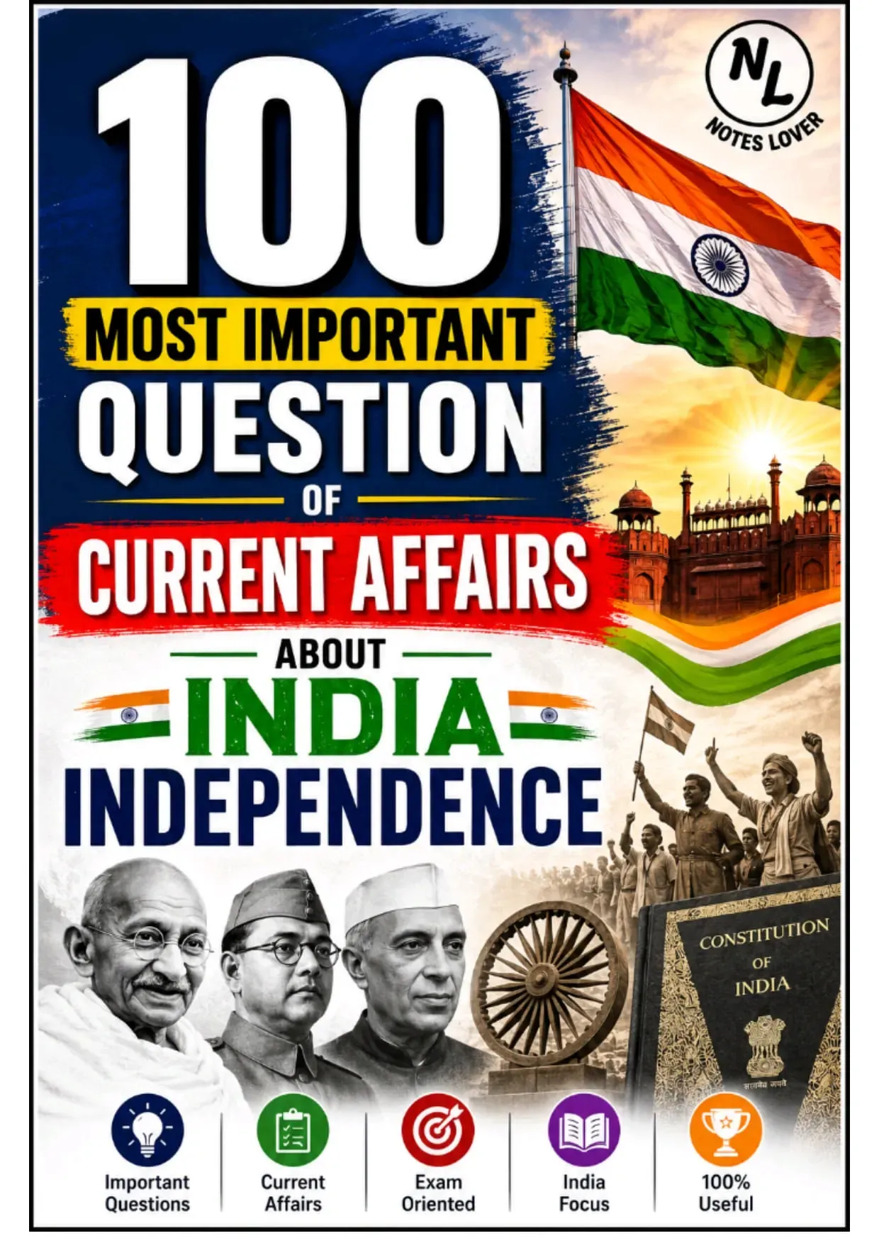 India Independence and Freedom Struggle 100 Most Important Questions PDF Download note thumbnail