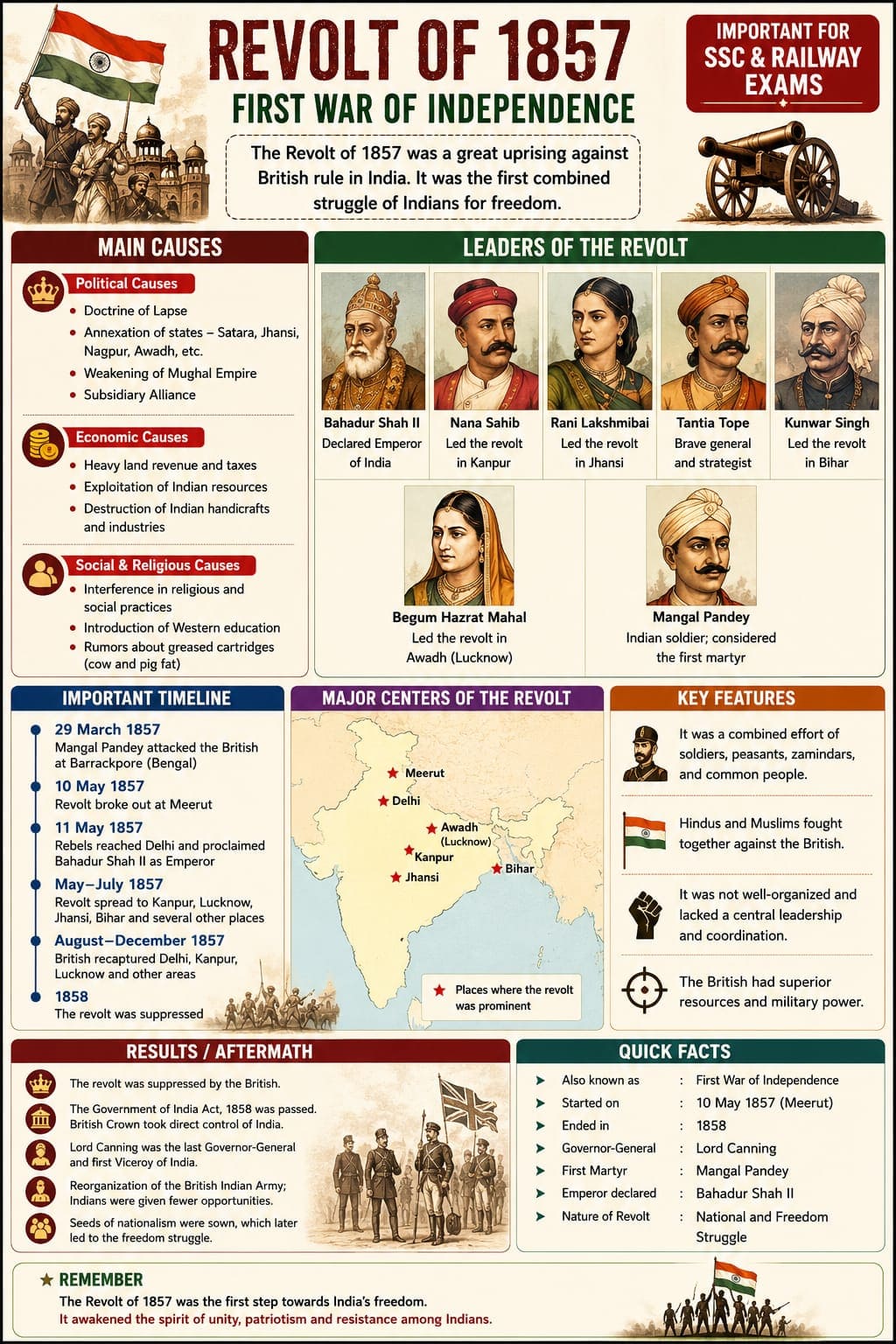 Revolt of 1857 Complete Notes PDF for SSC, UPSC, Railway & State PSC Exams thumbnail
