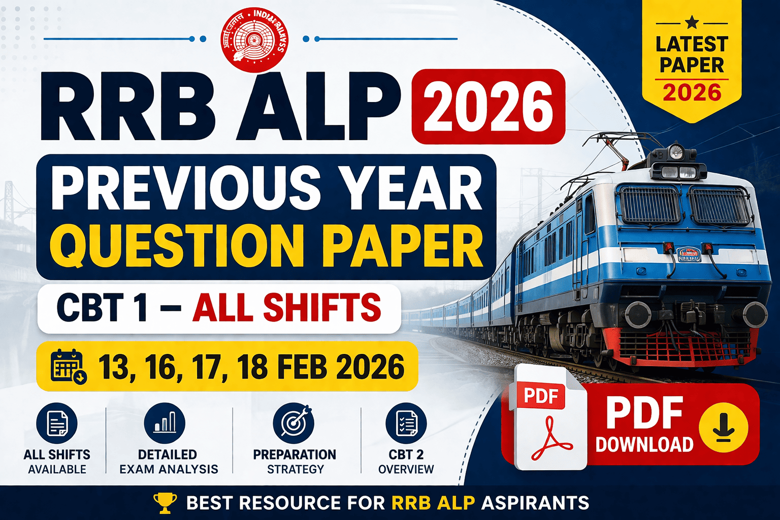 Thumbnail: RRB ALP Previous Year Question Paper 2026 (CBT 1 All Shifts PDF Download)