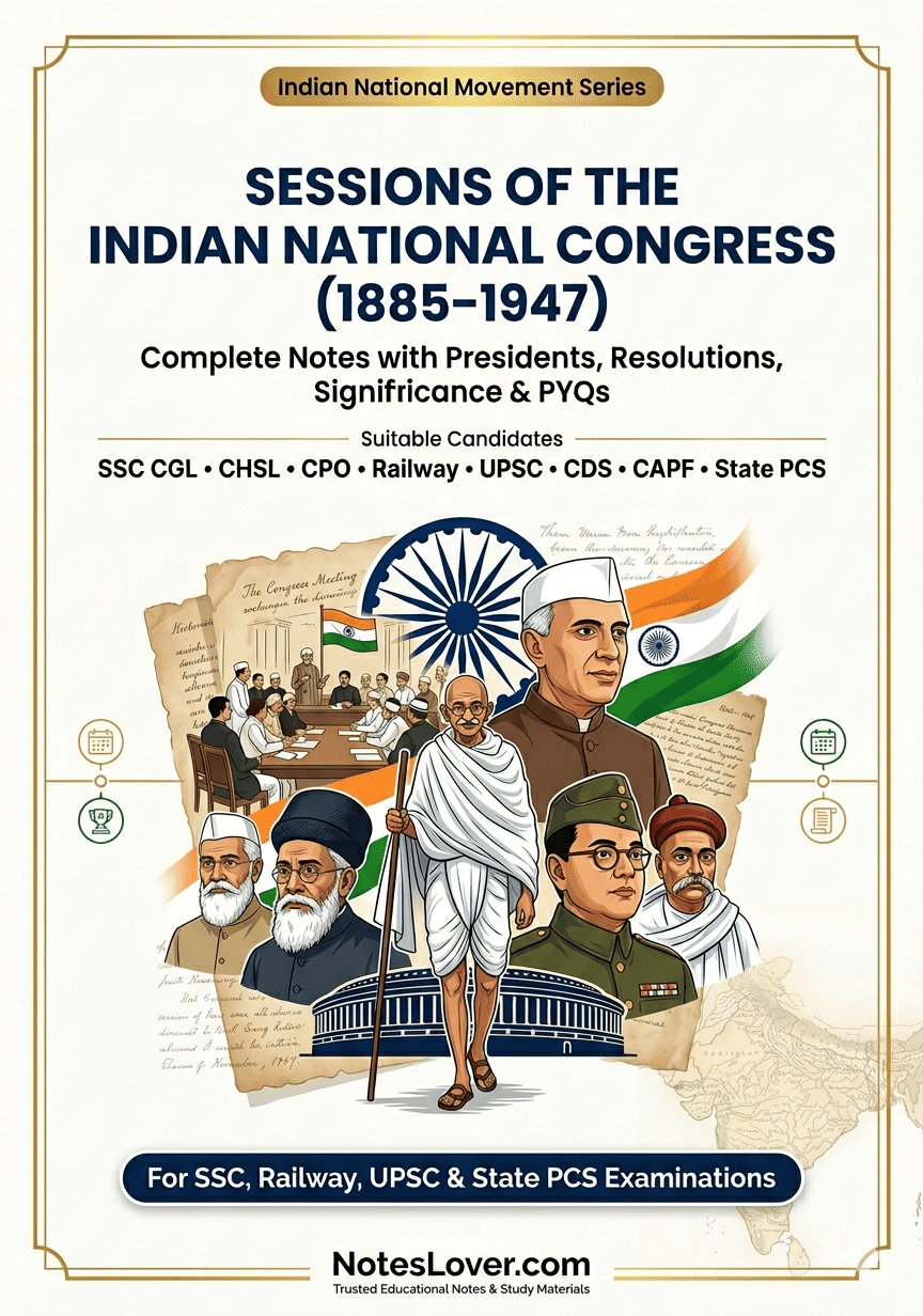 Sessions of the Indian National Congress (1885–1947): Complete Notes with Presidents, Resolutions, Significance & PYQs thumbnail