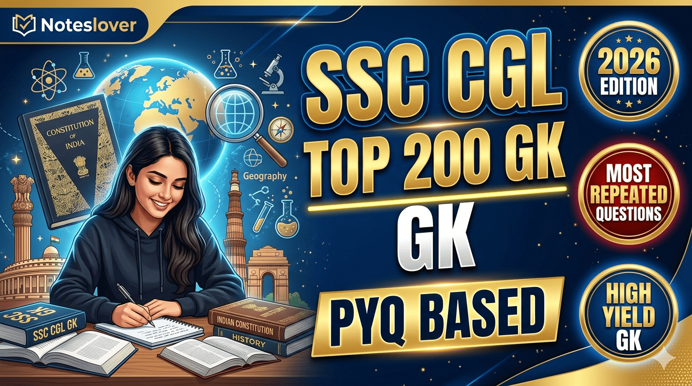 SSC CGL Real Top 200 High-Yield GK (PYQ Based) | Most Repeated Static GK Notes 2026 thumbnail